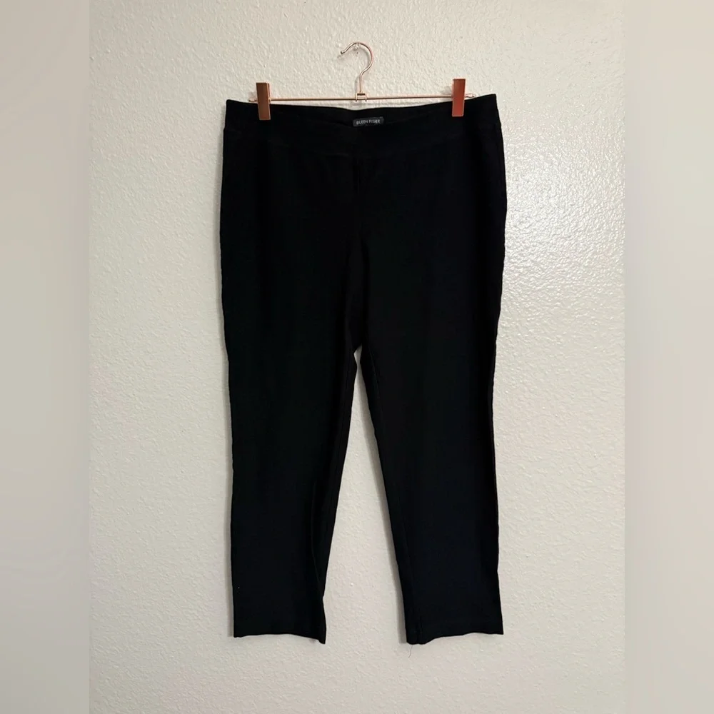 Eileen Fisher Stretch Crepe Slim Ankle Pant-Black - Picture 3 of 7